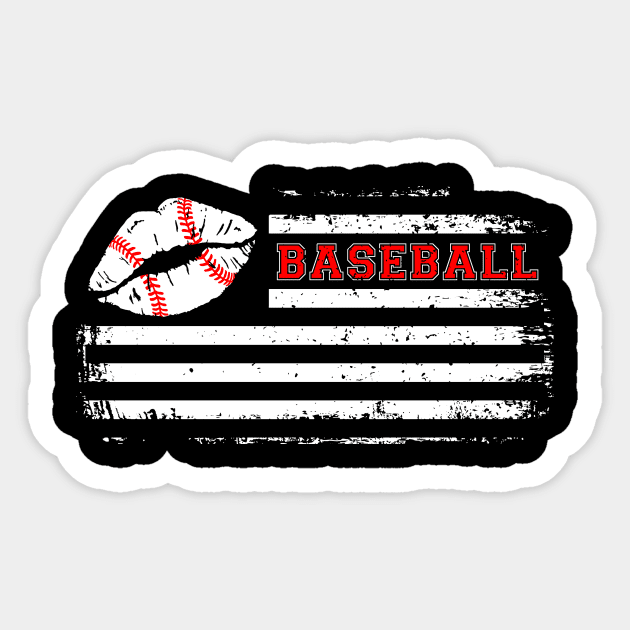 Lip Baseball American Flag Sticker by webster